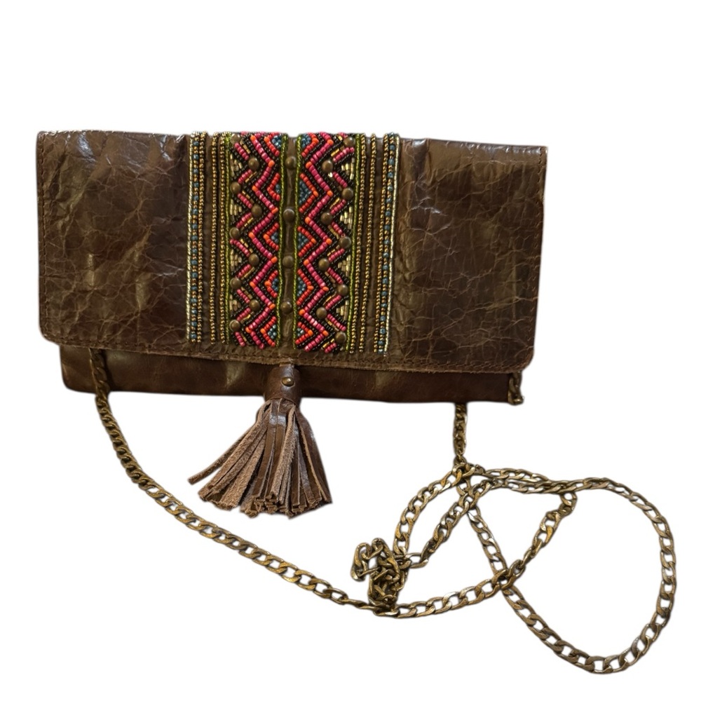 OVERLAND Sahara Sunset Beaded Leather Crossbody Clutch